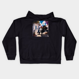 Pianist Performing On A Greek Island Kids Hoodie